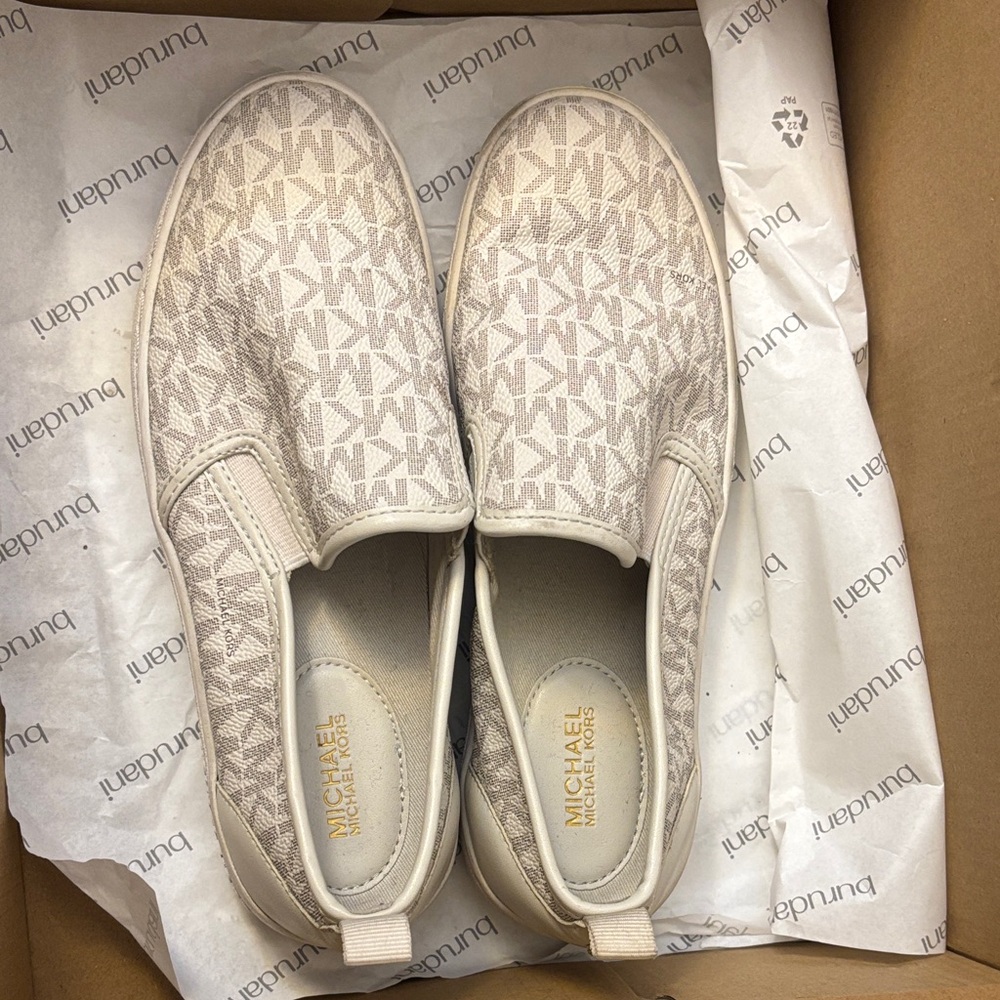 Michael Kors Cream Monogram Slip-Ons